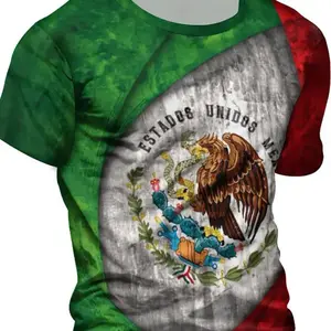 Men’s Graphic T-shirt With 3D Digital Print Inspired By Mexican Elements, Comfortable And Causal T-shirts, Short-sleeved Jersey Tops, Summer Clothing For Men Outdoors