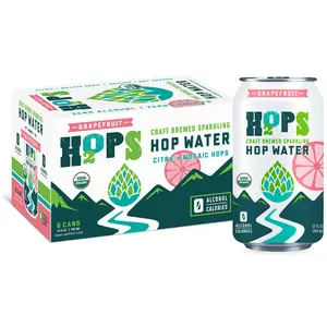 H2OPS (12 pack) Grapefruit Hop Water 12oz Cans - Zero Alcohol, Zero Calories, Craft Brewed with Citra & Mosaic Hops, Organic Beverage, Non-Alcoholic Beer