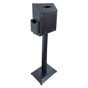 D6B-B - Suggestion Box with Stand,Floor Standing Offering Box,Combination Lock Ballot Collection Safe Box for Voting,Charity,Donation,Church,School,Election,Hospital Feedback,and Car Rental Key Return, Black