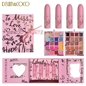 Kevin&Coco 40-Color Makeup Set with Highlighter, Contour Blush, and Velvet Lipsticks in Pink Packaging, Includes Mirror & Ribbon Gift Box - Buy now - Luxury