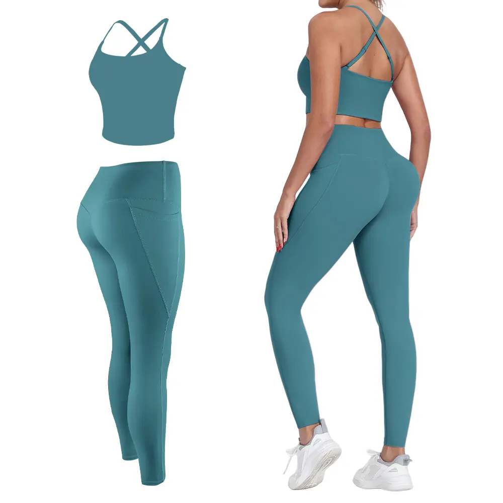 2-Piece Set - Bra+Legging - Bean Green