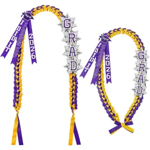 63'' Graduation Lei Necklace Class of 2026, Handmade Double Braided Money Lei with Tassel Graduation Gift