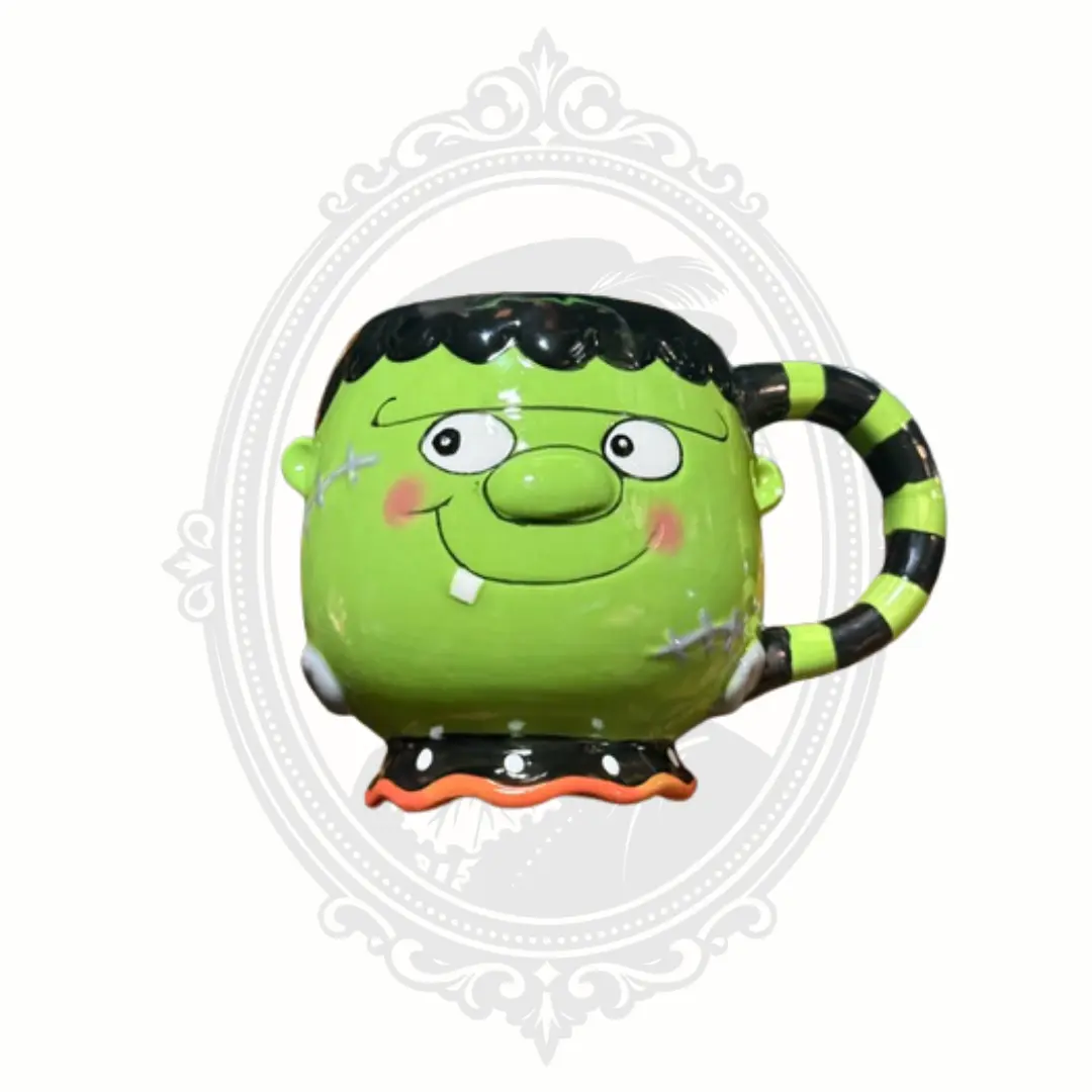Cracker Barrel Spooky Frankenstein Halloween Ceramic Coffee Mug, Green Monster Cup, Washable Drinkware for Daily Drink Use