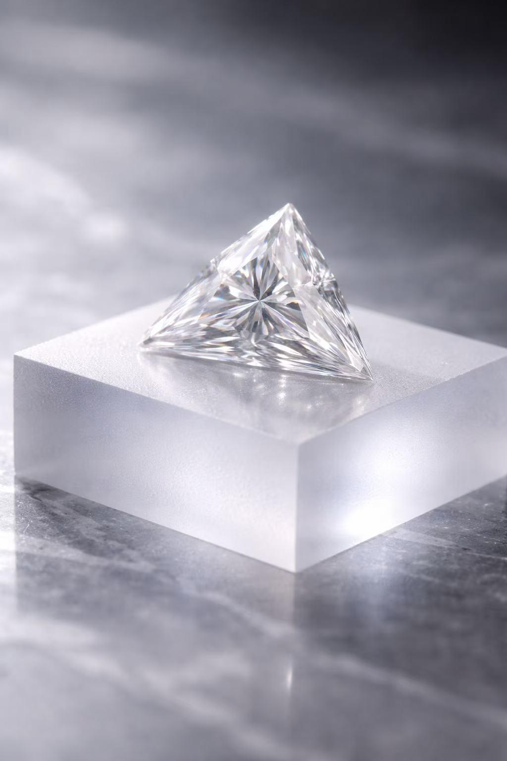 Triangle-shaped natural diamonds and sapphire diamonds come with certificates included.