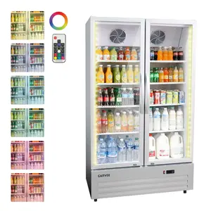 GARVEE 32.5 Cu.ft Double Door Commercial Beverage Cooler - 580-Can Glass Display Fridge | Frost-Free Air-Cooled, Automatic Door Rebound | for Bar/Restaurant/Supermarket (Silver)