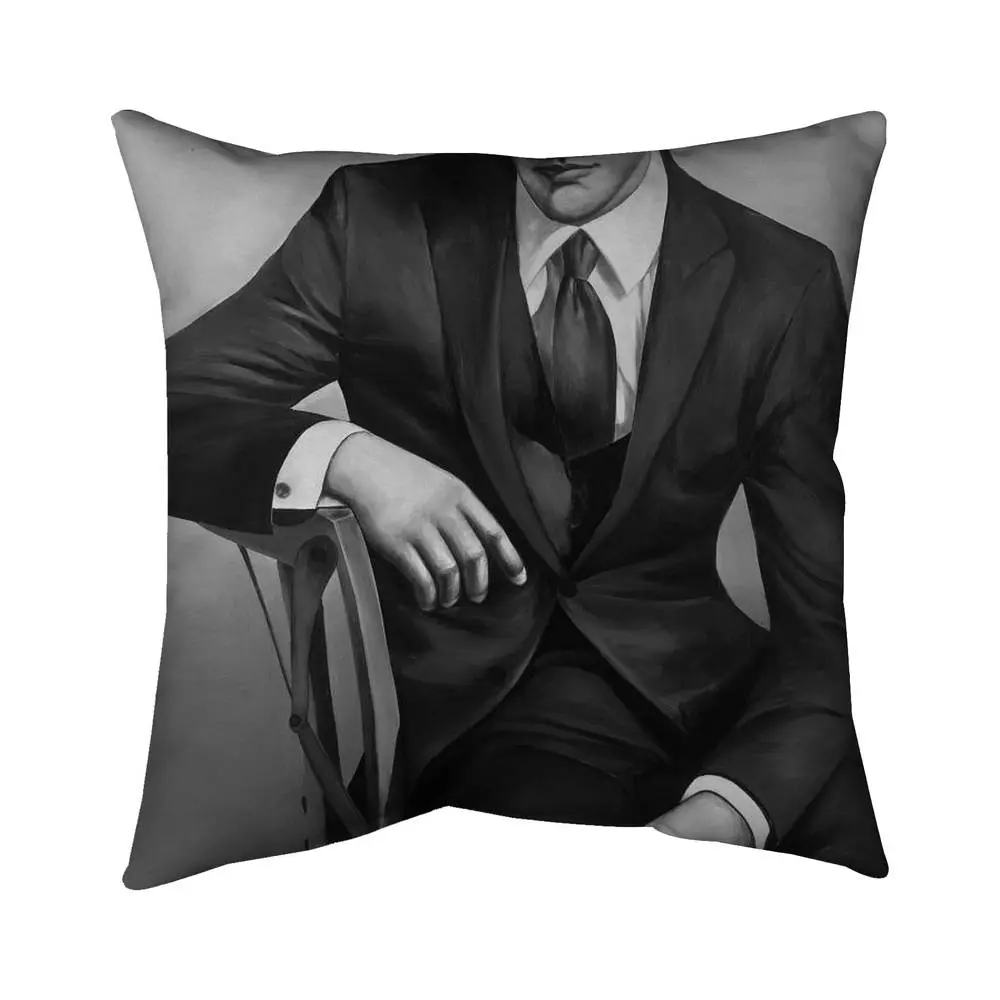 16x16 in. Designer-Inspired Contemporary Businessman Clothes Pillow with 360 Stand, Polyester Fill - Sofa Cushion, Bedroom Decor Textiles & Soft Furnishings Bedding Accessory