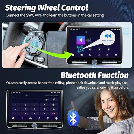 Double Din Car Stereo: 10 Inch Android Double Din Radio Head Unit Touch Floating Screen Compatible with Apple Carplay Android Auto, 8-Core 5.1 CHN Car Audio with Cam, AM/FM, Navi, SWC, MIC