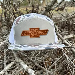 Chevrolet Leather Patch Trucker Hat | Camo & Black White Khaki | Unisex Snapback| Unisex Snapback Unisex Mesh Cap , Gift For Her/Him
