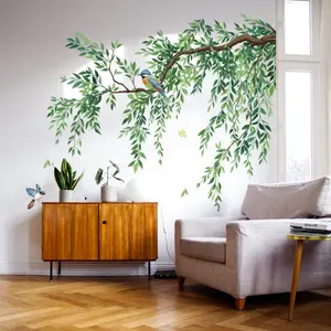 Set of three pieces (30*90cm*3pcs) plant & leaf cool summer wall sticker, self-adhesive decorative wall decal for bedroom, living room, dining room and bathroom, Decoration Items, MG15082-YC