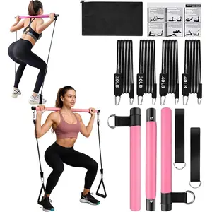 Pilates Bar Set with Resistance Bands, Full Body Toning Kit for Legs, Hips & Waist Workouts, Unisex Home & Gym Equipment for Yoga, Pilates & Fitness Training,At Home Gym Equipment