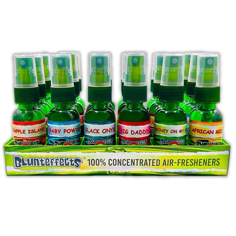 Blunt Effects 18 Assorted Scents 100% Concentrated Air Freshener Oil Spray for Car Home Office Bathroom Odor Eliminator- 1OZ EACH