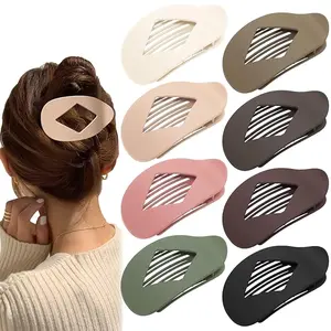 Flat Hair Clips for Women, 8 Pcs Matte No-Slip Flat Claw Clips for Girls,Cute Large Strong Hold No Crease Barrettes for Thick Thin Curly Hair,French Styling Accessories&Gifts for Women (Neutral Color)