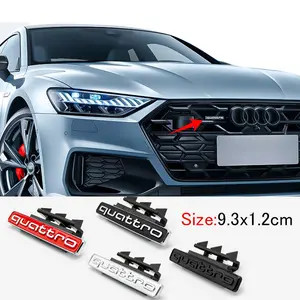 3D Car Grille Emblem Abs Material, Personalized Car Logo Decal Sticker, Exterior Modification Accessory for For Audi Q5 A4 B8 B6 B9 B7 A3 A6 C6 A5 Q7 A1 Q3 A7 A8 Quattro