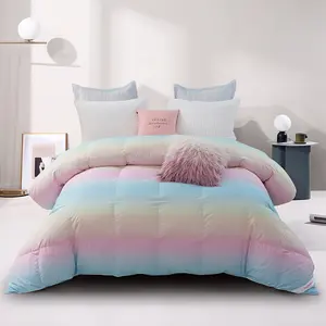 Luxurious Goose Feather Down Comforter King Size, Ultra-Soft 750 Fill-Power Down Comforter, All Season Hotel Collection Comforter, 65oz Rainbow Fluffy Duvet Insert