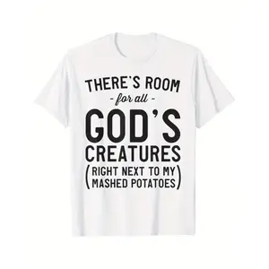 All Gods creatures mashed potatoes t-shirt Men Fahsion Cotton 220g T-Shirt - Short Sleeve Round Neck O-Neck Daily Wear Tees, Perfect for Summer & Outdoor Activities Tees