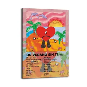 Un Verano Sin Ti-Bad BunnyArt Canvas Posters Photos Wall Decorations Canvas Printing Living Room Bedroom Decoration Wall Decoration Printing Office Aesthetic Posters