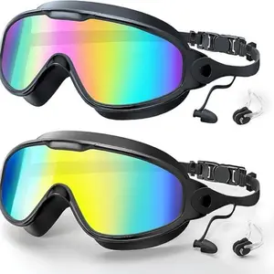 Adult Swim Goggles 2 Pack, Anti-Fog 180° Wide Vision UV Protection, Suitable for Adults, Uv400 Anti-Fog, Leak-Proof Swim Goggles, Swimming Accessories, Swim Glasses