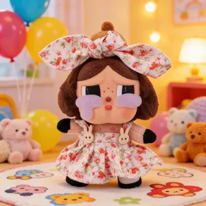 Princess Dress with Hairband, Floral Design, Perfect Doll Clothes for 17cm Crying Dolls, Birthday Gift, Christmas Present, Dolls Clothes Accessories