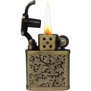 Wheel Lighter, Soft Lift Arm Lighters, Antique Style Vintage Oil Lighter for/Decorative/Gift/Present (Vines Bronze)