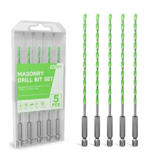 5 Pack 1/8 inch Masonry Drill Bit Set - Carbide Tip Hex Shank Concrete Drill Bits for Brick, Tile, Cement, Glass & Plastic