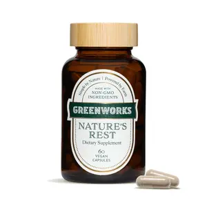 Greenworks Nature's Rest Melatonin-Free Sleep Aid Capsules | Organic Valerian Root, Ashwagandha, Chamomile & Passionflower | Non-Habit Forming, Vegan, Non-GMO | 60 Vegan Capsules