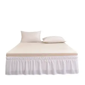 Ruffled Bed Skirt, 15 Inch Tailored Drop Soft Washable Bed Skirt for Twin, Queen, King and C-King Size Beds, Fitted with Adjustable Elastic Belt, Without Lift The Mattress, Bedroom, Beddecor