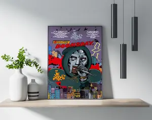 MF Doom Inspired Poster, MF Doom  Rap Poster, Comic Book Print, Music Poster, Hip Hop Art, Decor Artwork Ornaments Decoration Artistic Wall Room Photo