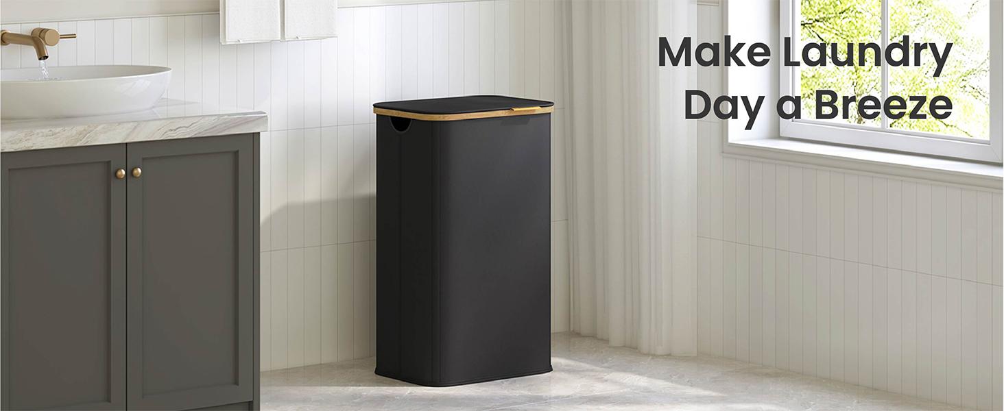 SONGMICS Laundry Hamper, Laundry Basket with Lid, Foldable Storage Basket, Bamboo Frame, for Bedroom, Living Room, Oxford Fabric, 26.4 Gal. (100 L) SONGMICS Laundry Hamper, Laundry Basket with Lid, Foldable Storage Basket, Bamboo Frame, for Bedroom, Living Room, Oxford Fabric, 26.4 Gal. (100 L)