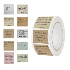 Vintage Motivational Paper Tape, 500pcs/roll Retro Letter Pattern Decorative Tape, DIY Decorative Tape for Phone Case, Water Bottle, Scrapbooking, Journal Making, Scrapbook Materials