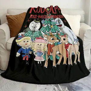 Multipurpose holiday gift blankets Rudolph The Red Nosed Reindeer Christmas Exquisite Quilts Plush blanket soft cartoon print bedspread sofa blanket