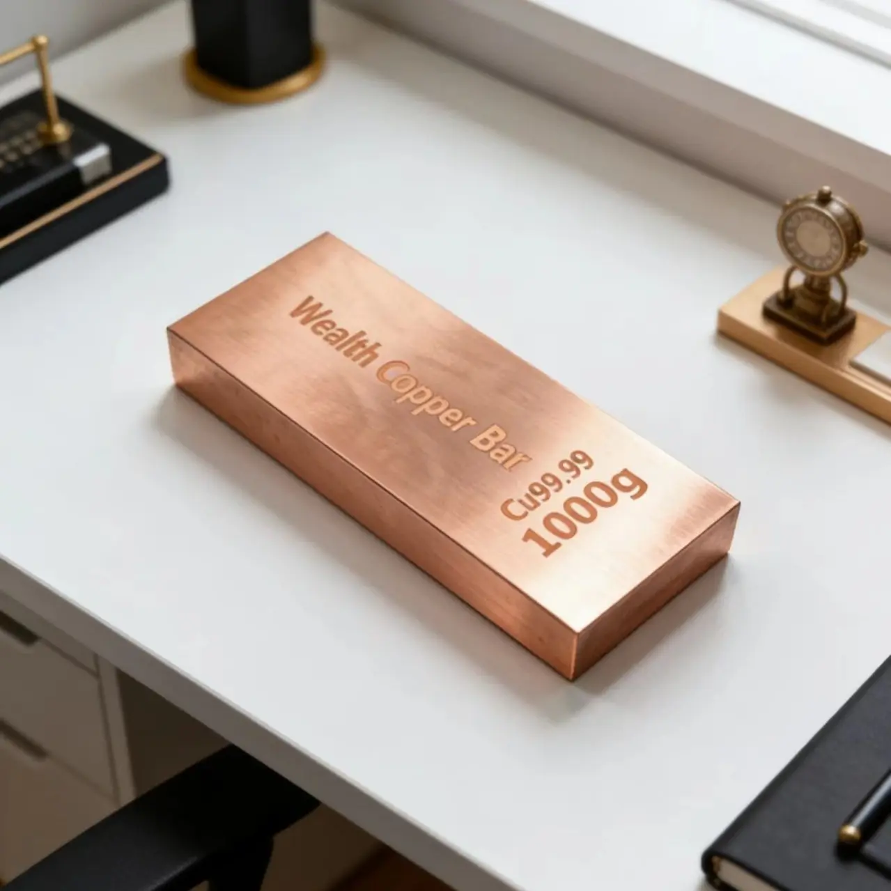 2026 Investment Copper Bar, 999 Pure Purity T2 C1100 Copper Ingot, 1000g Solid Copper Block, Collectible Copper Bar for Wealth Preservation