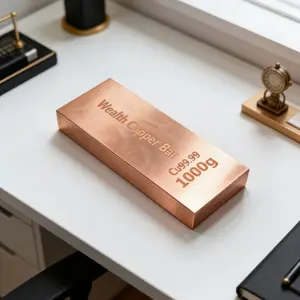 2026 Investment Copper Bar, 999 Pure Copper Ingot, T2 C1100, 1000g Solid Copper Block, Collectible Copper Strip, Wealth Preservation