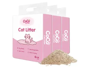 CoCo Cat Litter, Flushable Tofu Cat Litter, Quick Clumping, Odor Control, Low Dust, 3 Bags (18 LB)