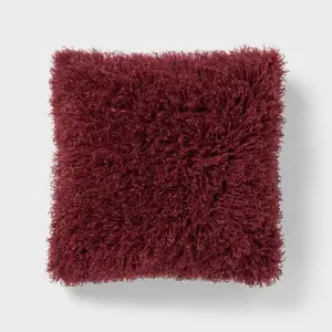 Luxe Faux Mongolian Fur Euro Decorative Pillow Berry Purple - Threshold