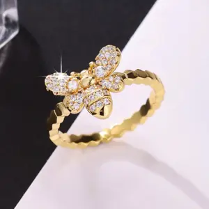 Cute Shiny Stone Bee Ring – Delicate Everyday Jewelry for Women
