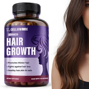 CELLJUVMAX Advanced Hair Growth Vitamins Biotin 10000mcg Collagen Saw Palmetto 60 Day Supply 120 Veggie Capsules for Thicker Healthier Hair Skin Nails