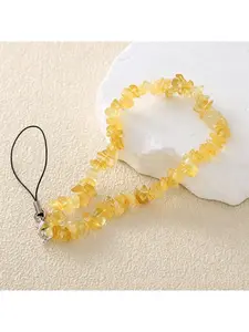 1pc Fashion Beaded Phone Chain Pendant Ins Style Natural Amethyst Chips Phone Lanyard DIY Pendant Accessories