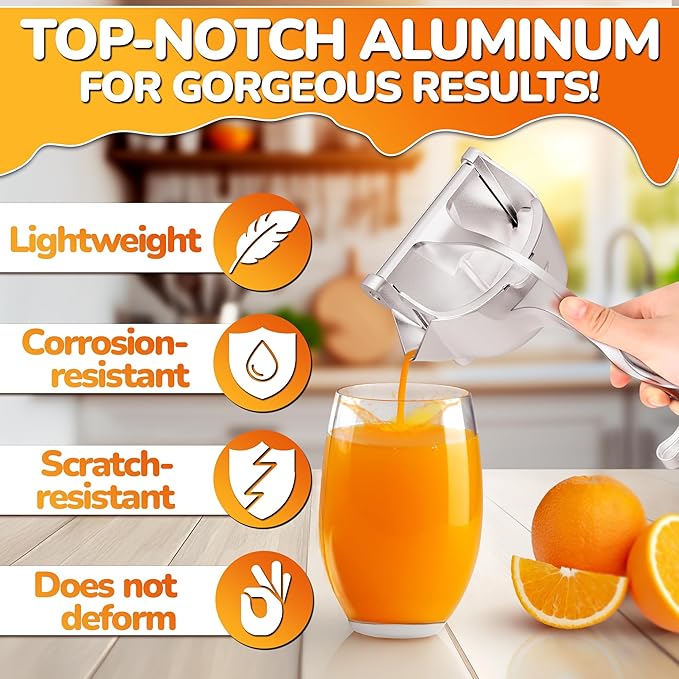 304 stainless steel juicer Squeezer Handheld Aluminum Alloy - Manual Juicer Hand Press, Non-Slip Ergonomic Handle, Easy to Use & Clean,  Great Bar Juicer for Citrus, Pomegranate, and Other Fruits