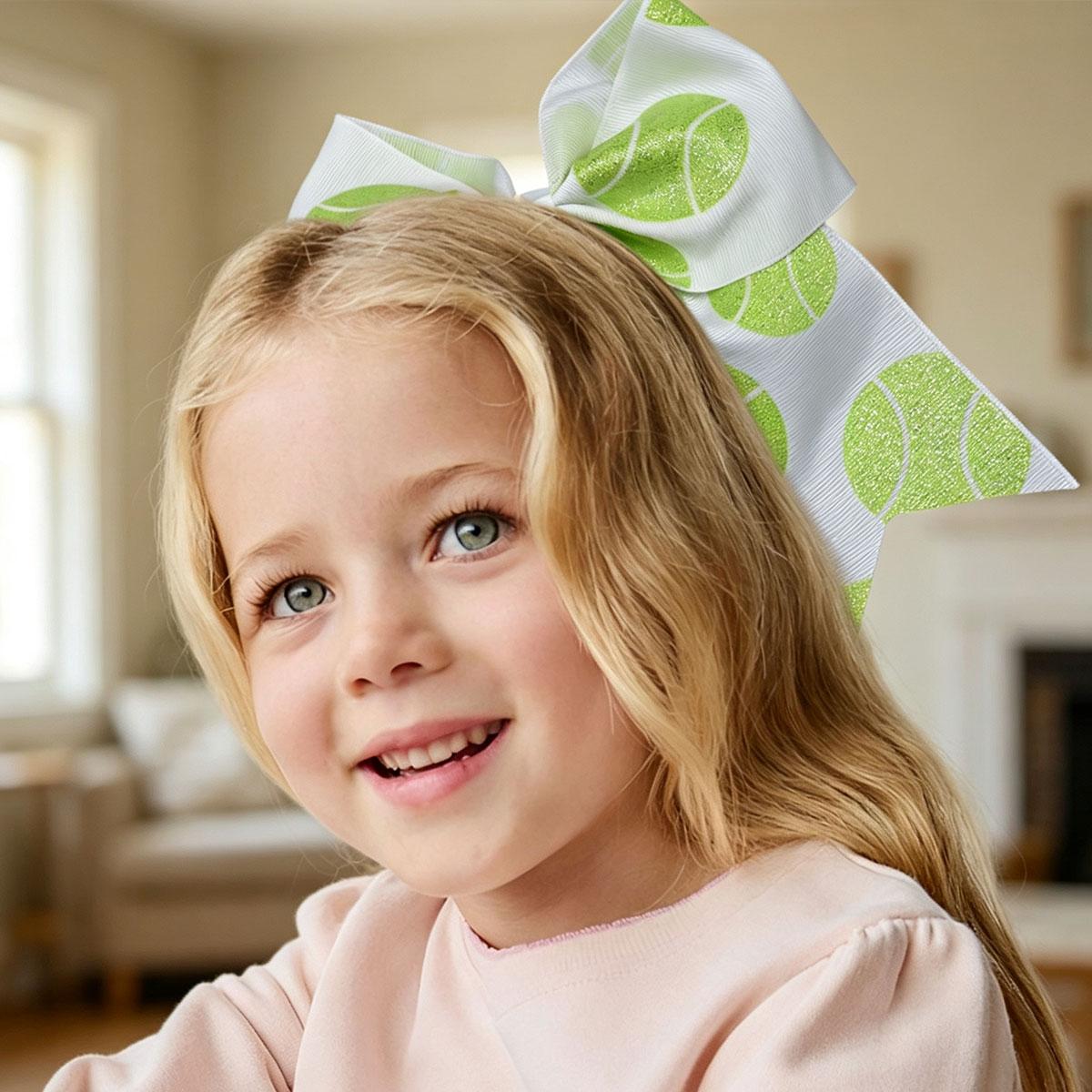 JoyBowie 12pcs Sports Hair Bows for Girls  Multi Sport Print Ribbon Bow Clips & Hair Ties | Baseball Basketball Football Tennis Game Day Accessories for Toddlers Kids