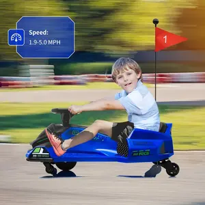 12V Kids' Ride-On Go Kart, Blue, 45W Brushless Motor, Variable Speed, 5 MPH Drift System, LED Lights, Music, Low Power Alarm, Safety Features, Suitable for Ages 8-12
