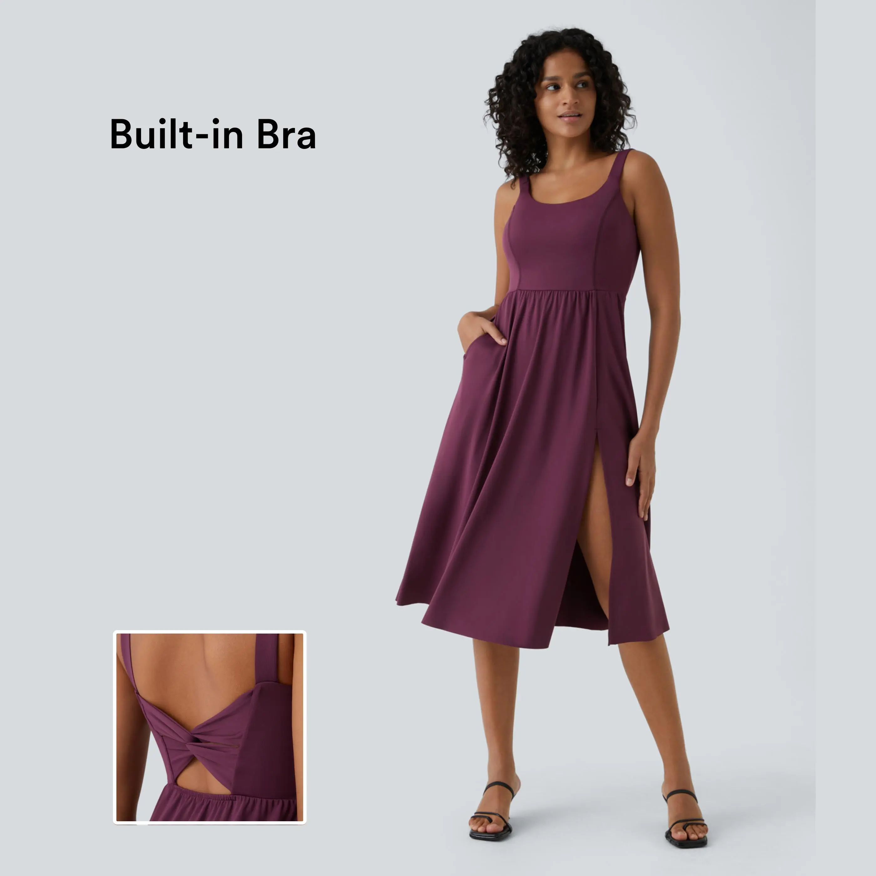 Halara Padded Midi Casual Dress A-D Cups