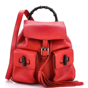 Pre-owned GUCCI Leather Backpacks Bamboo Tassel Backpack Medium by Rebag