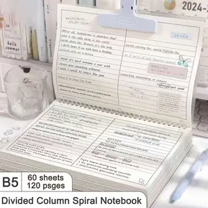 PVC Soft Cover Coiled Notebook, B5 Size, Horizontal Section Design, Learning Notes, Work Records, DIY Journal, Mind Map, Suitable for Students & Office Workers, Spiral Notebook Journal