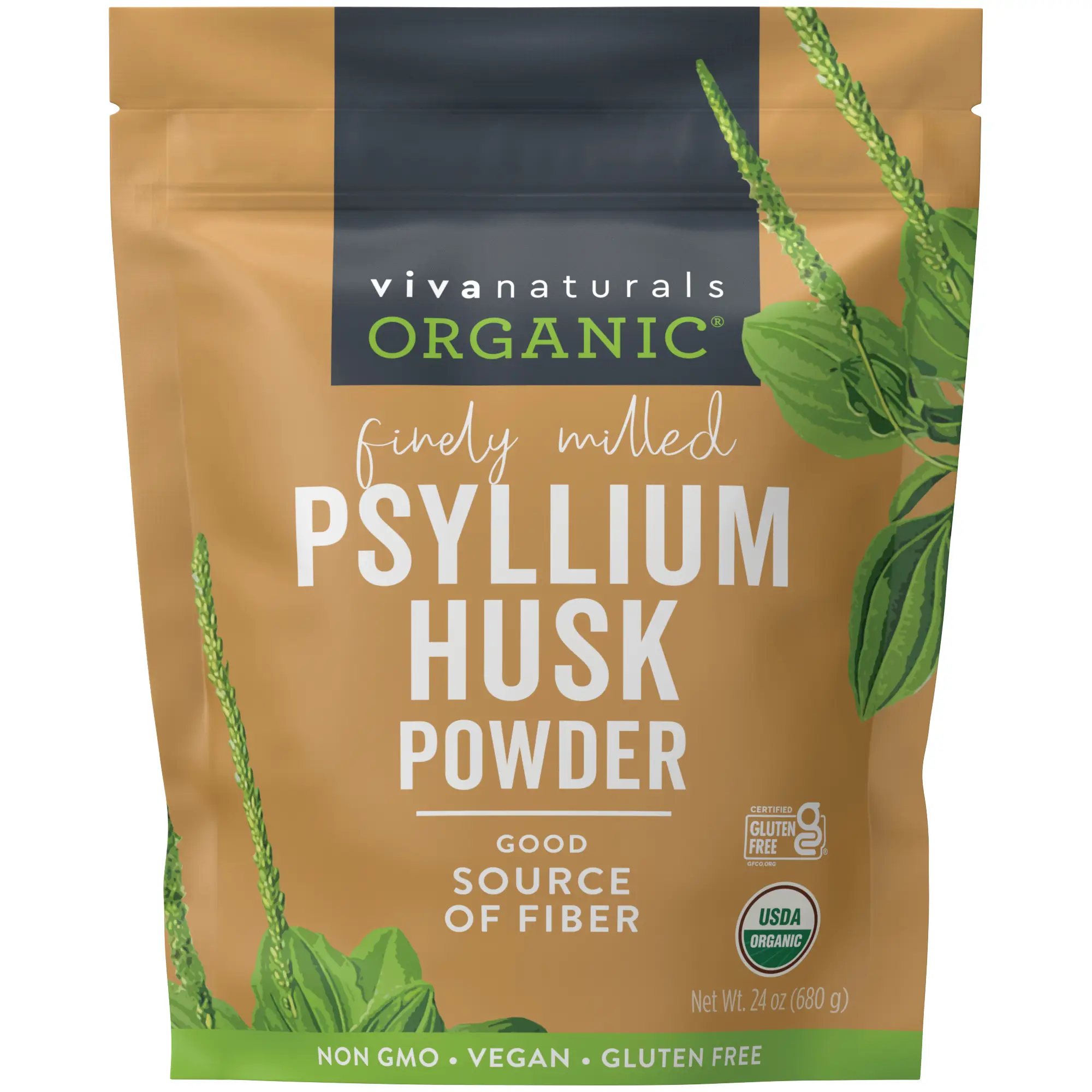 Organic Psyllium Husk Powder, 24 oz - Finely Ground, Unflavored Fiber For Gluten-Free Baking & Beverage Mixed Smoothies - Certified Organic & Vegan