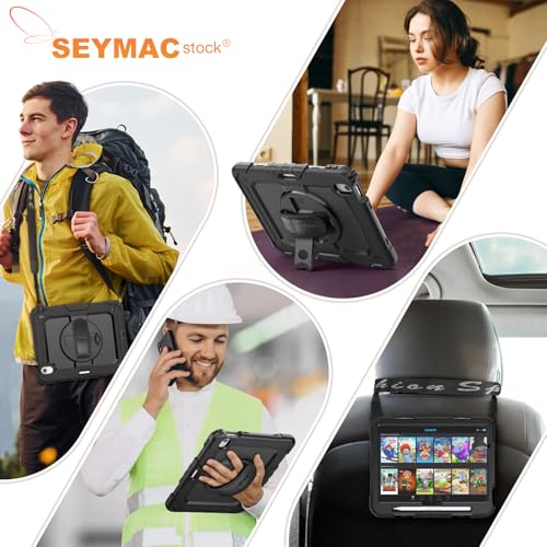 Stock Case for iPad Air 8 7 6-11/13 inch M4 2026/iPad(A19) 12th/(A16) 11th 2025/10th Generation Case/mini 7 (A17 Pro)/6/iPad Pro 11/13 inch M5-M4 2024 Shockproof Heavy Duty Case with Screen Protector Pencil Holder Rotating Stand Hand Strap Shoulder Strap