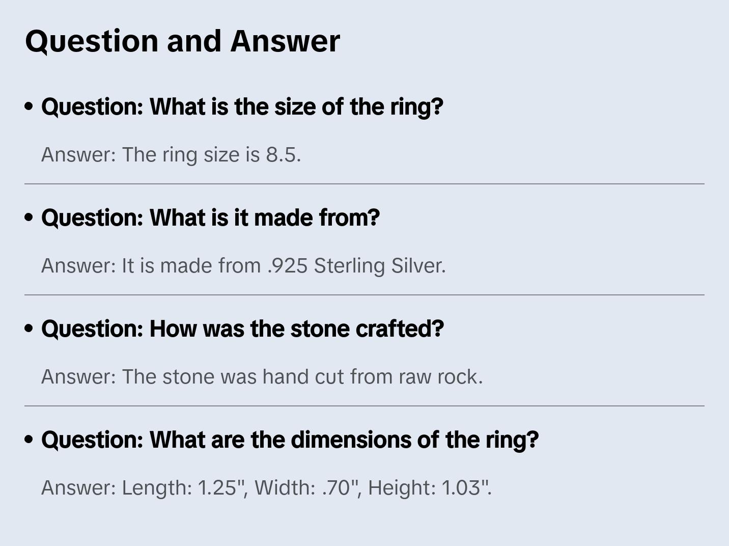 Hand Cut .925 Chrysocolla Ring Size 8.5