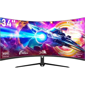 34 Inch Curved Monitor, Ultra Wide QHD 1440p Gaming Monitor 180Hz, 100% sRGB, 1MS, FreeSync, HDMI DP Computer Monitor Built-in Speakers, 1500R WQHD 3440x1440 Gamer Monitor With Back RGB Lights gaming monitor