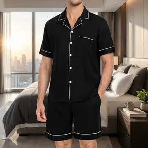 Men's Soft Modal Pajama Set with Pockets - Short Sleeve 2-Piece Button Down Sleepwear Loungewear Comfortable Breathable Fabric Perfect for Relaxing at Home, Lounge Wear, Nightwear, Sizes S to 3XL