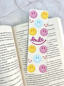 Smile Laminated Bookmark for Book Lovers, Aesthetic, Bookish Merch with Bold Colors and Happy Design, Double-Sided, Durable
