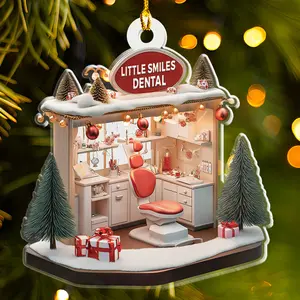 Petthouse | Personalized 2d Flat Dental Clinic Ornament, Dentist Christmas, Gift Ideas For Dental Office Staff
